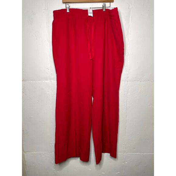 NEW Lane Bryant The Perfect Drape Wide Leg High Waist Pull On Red Pants Size 22 - Picture 1 of 6